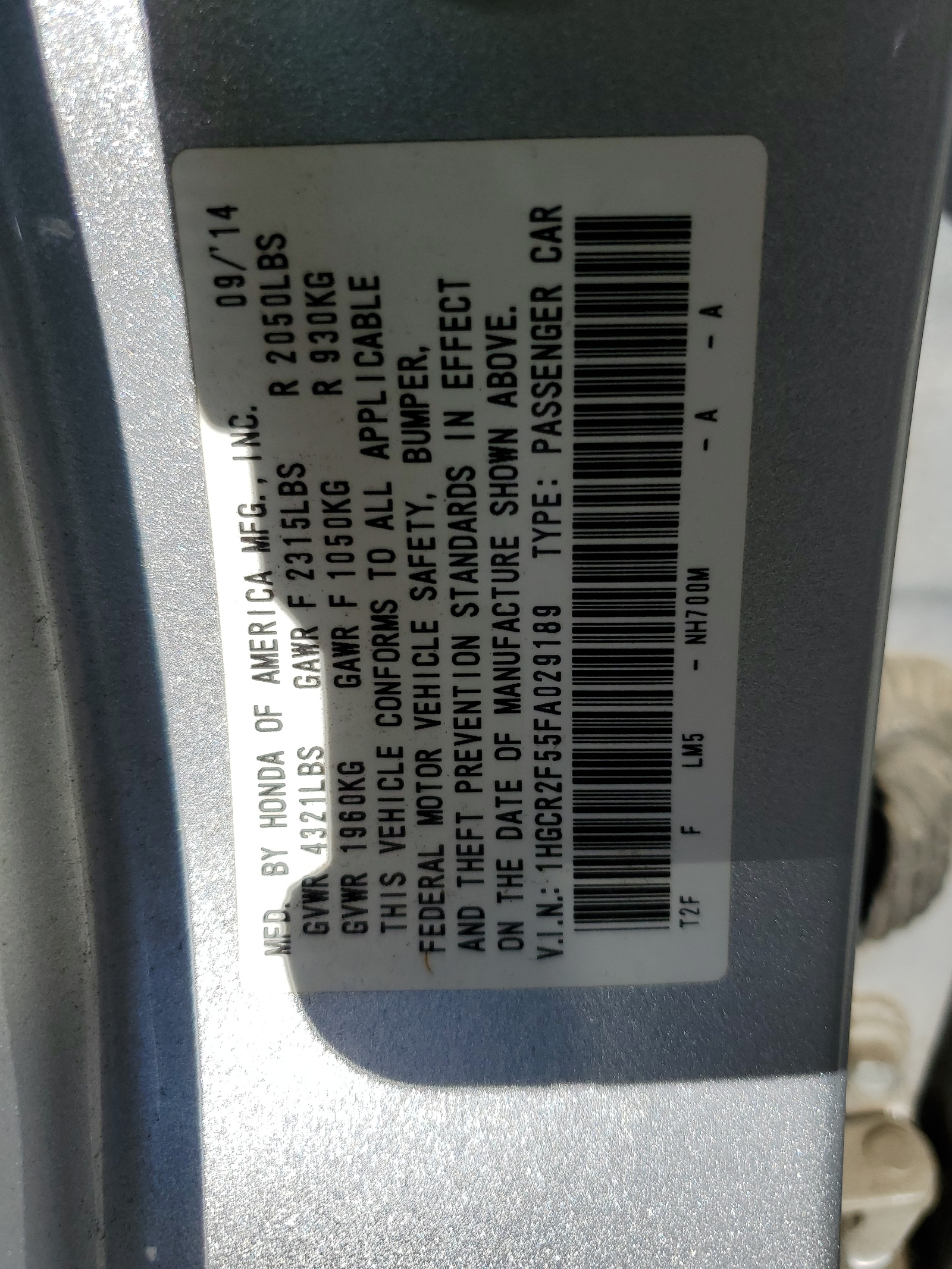 2015 Honda Accord Sport vin: 1HGCR2F55FA029189