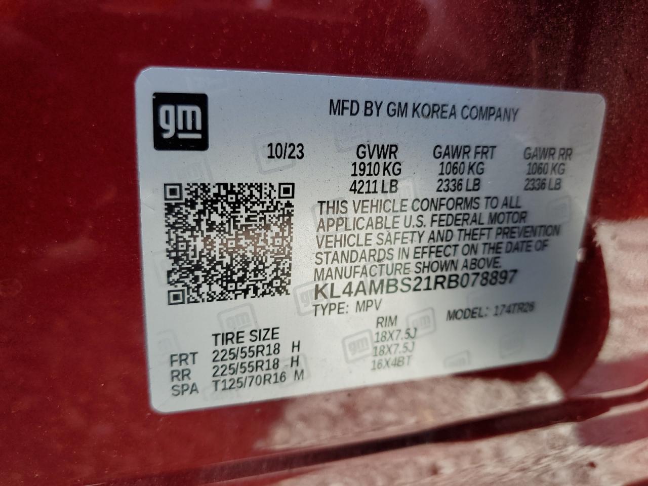 2024 Buick Encore Gx Preferred VIN: KL4AMBS21RB078897 Lot: 57717794