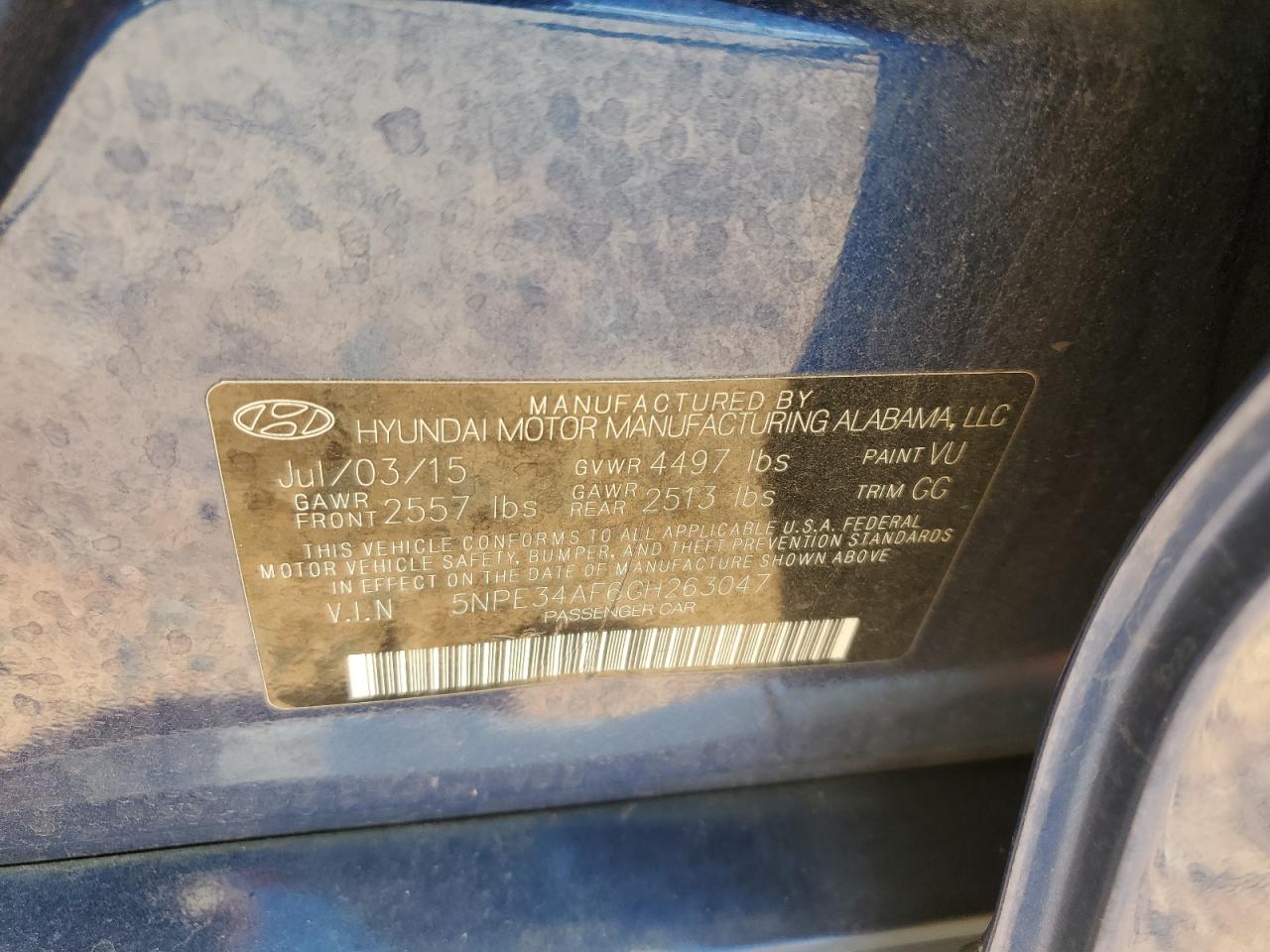 2016 Hyundai Sonata Sport VIN: 5NPE34AF6GH263047 Lot: 57952974