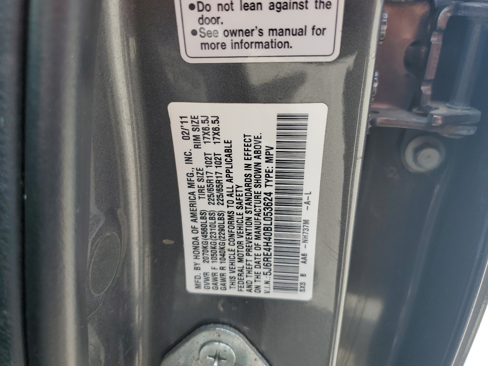 5J6RE4H40BL053624 2011 Honda Cr-V Se