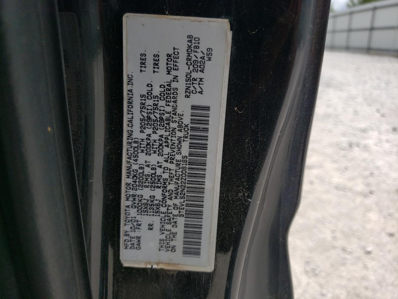 2002 Toyota Tacoma Xtracab VIN: 5TEVL52N22Z008185 Lot: 58345434