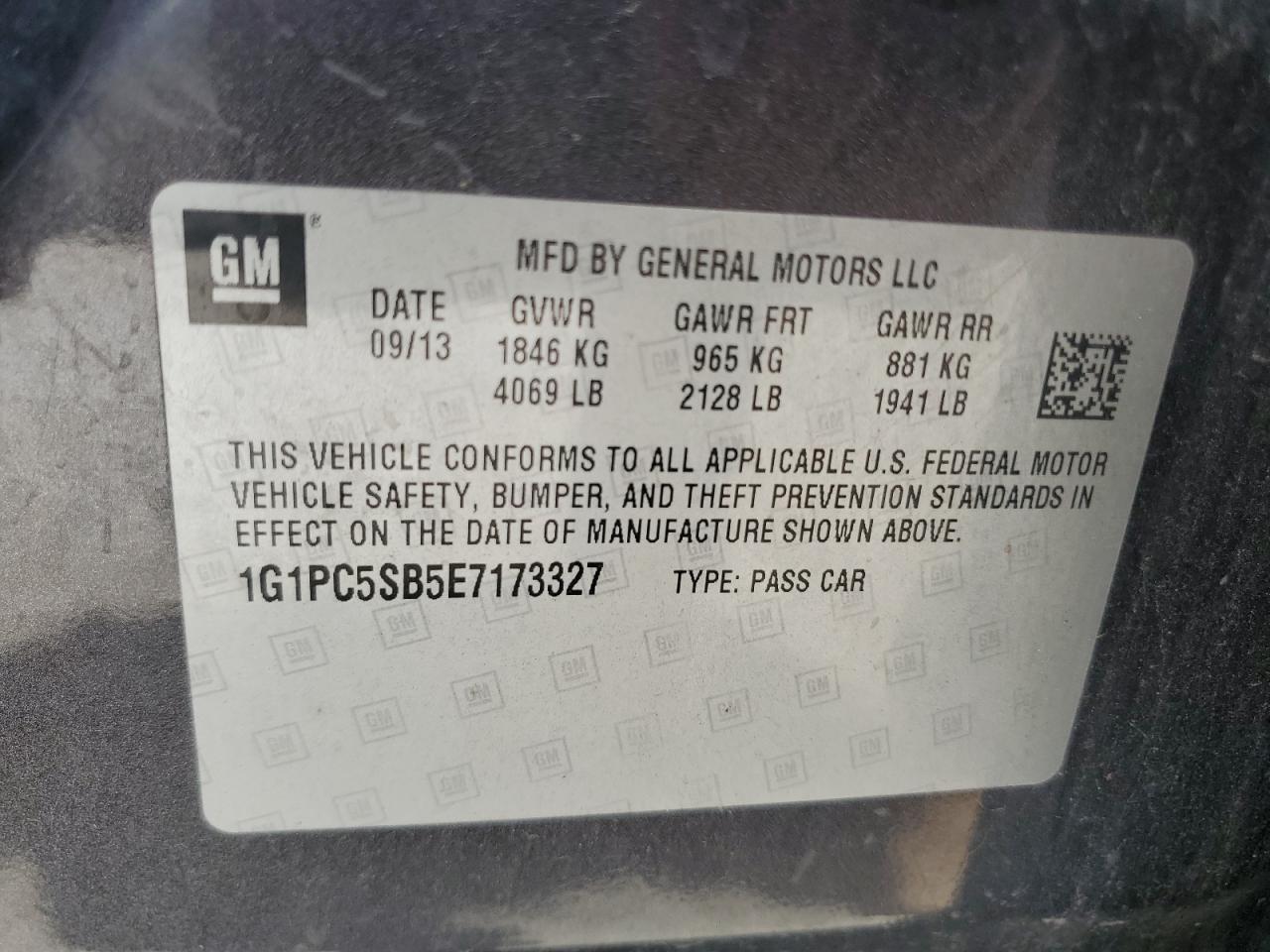 VIN 1G1PC5SB5E7173327 2014 CHEVROLET CRUZE no.12