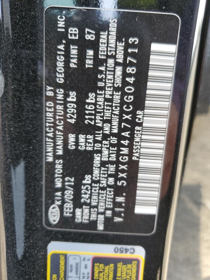 2012 Kia Optima Lx VIN: 5XXGM4A7XCG048713 Lot: 59526094