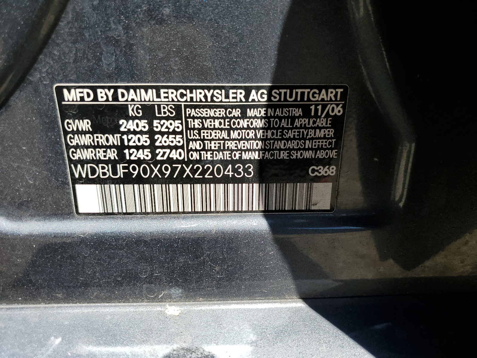 WDBUF90X97X220433 2007 Mercedes-Benz E 550 4Matic