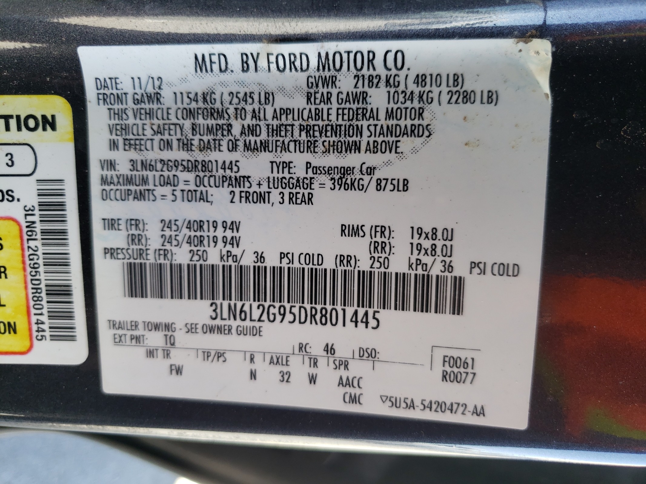 3LN6L2G95DR801445 2013 Lincoln Mkz