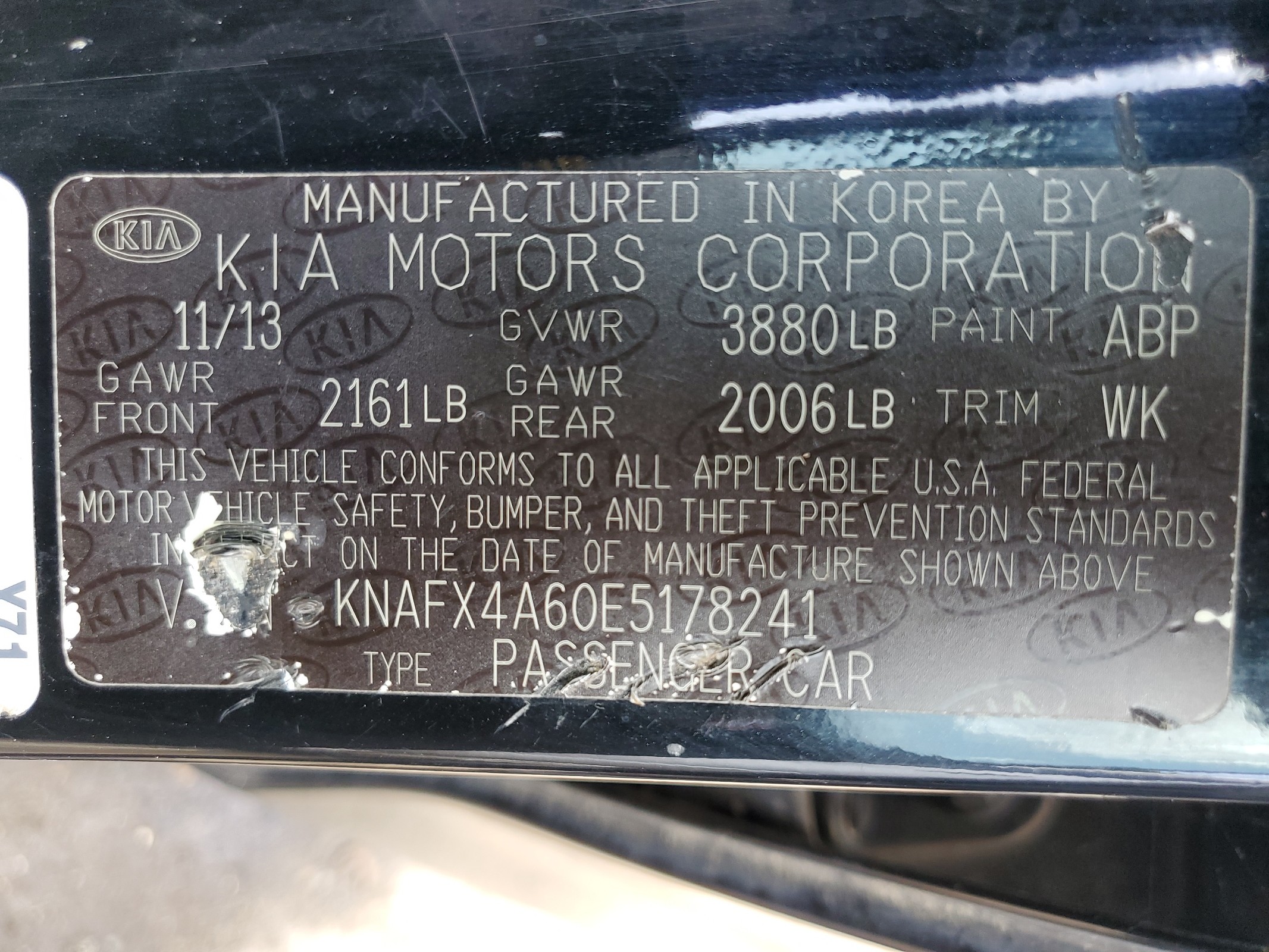 KNAFX4A60E5178241 2014 Kia Forte Lx