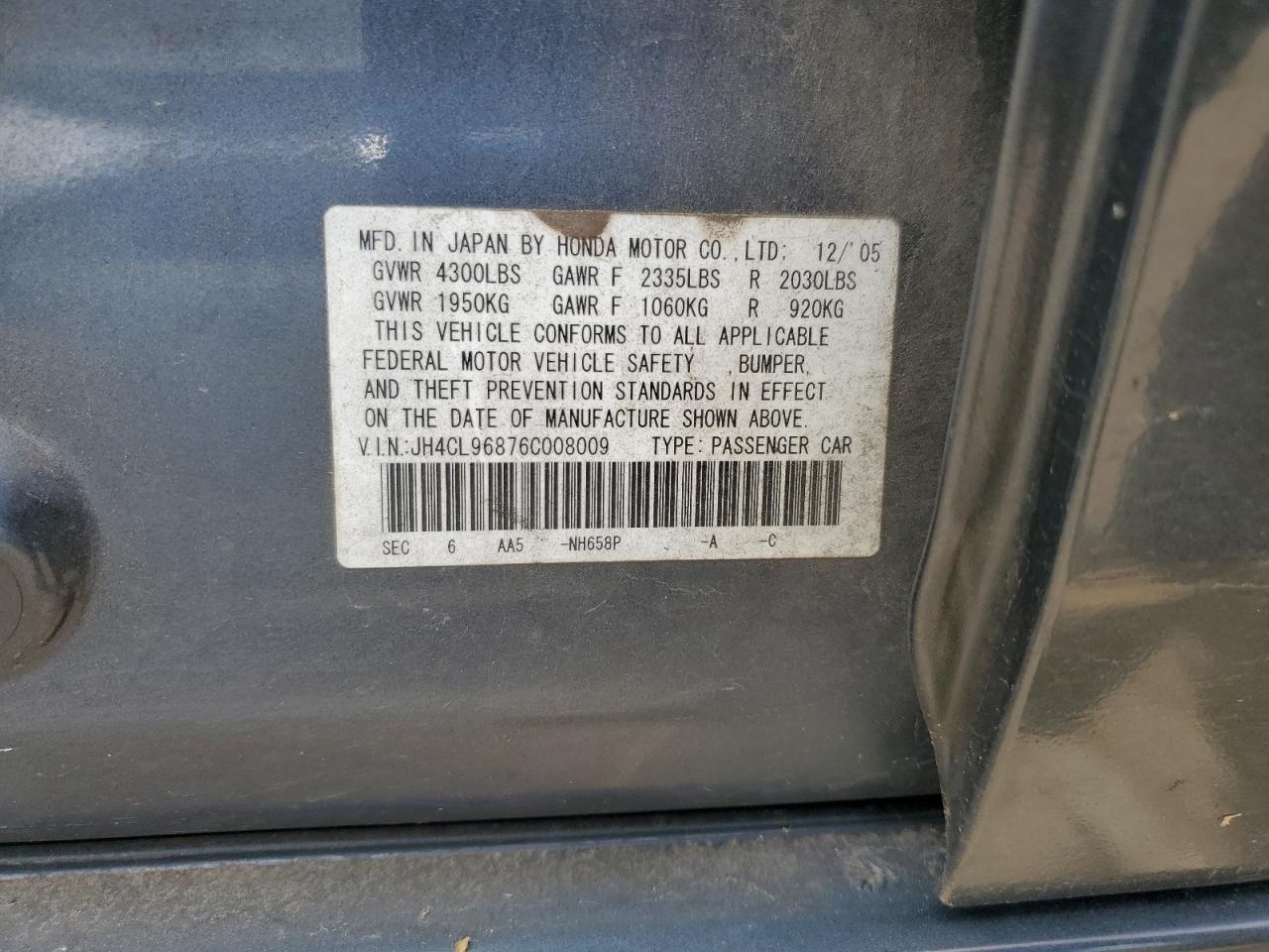 JH4CL96876C008009 2006 Acura Tsx