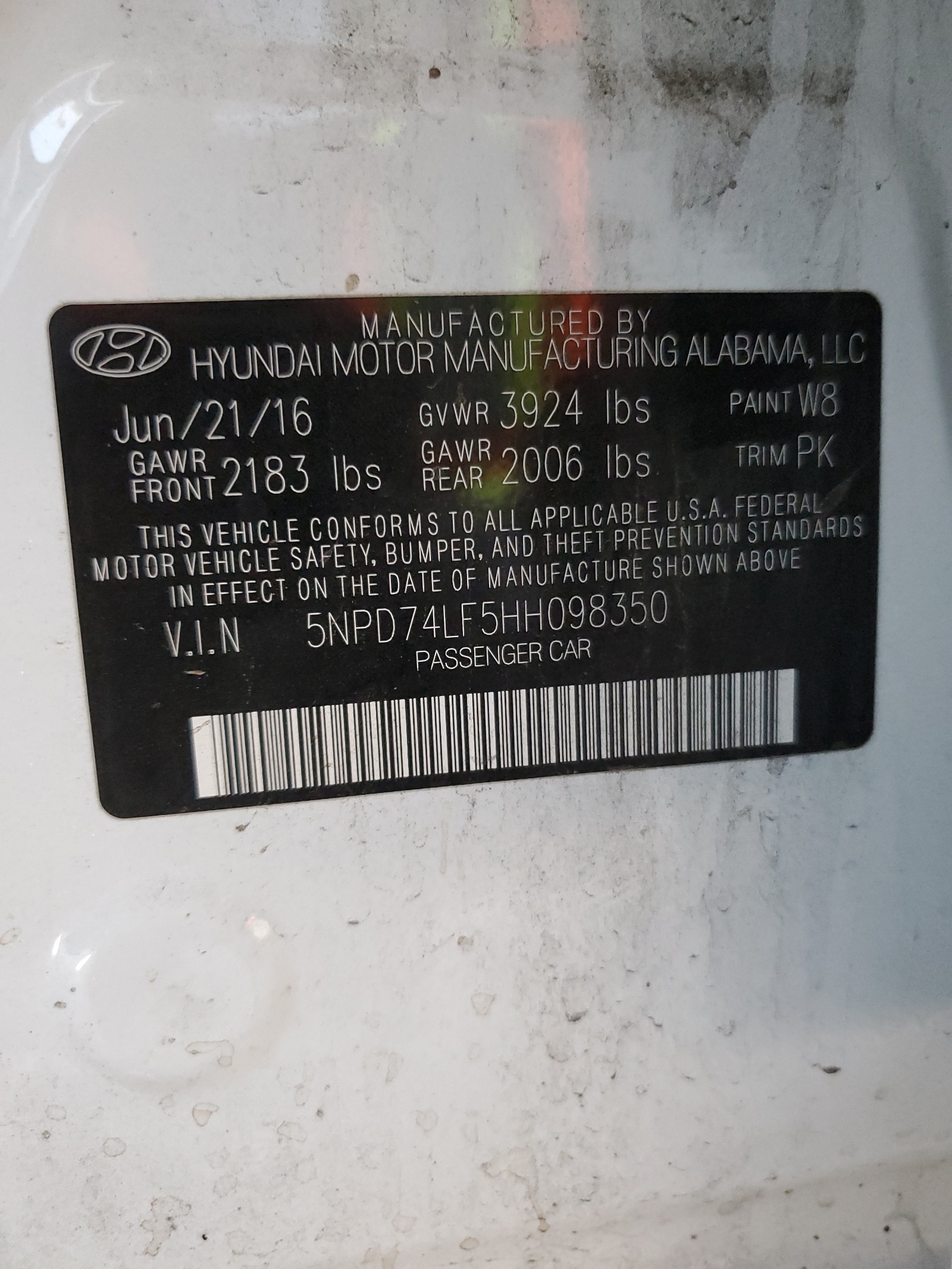 5NPD74LF5HH098350 2017 Hyundai Elantra Se