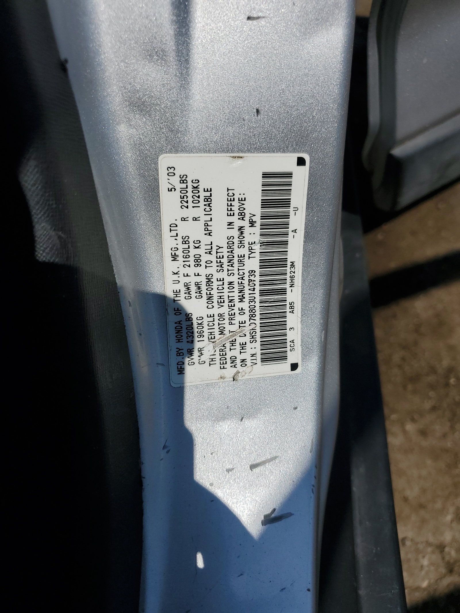 SHSRD78803U140739 2003 Honda Cr-V Ex