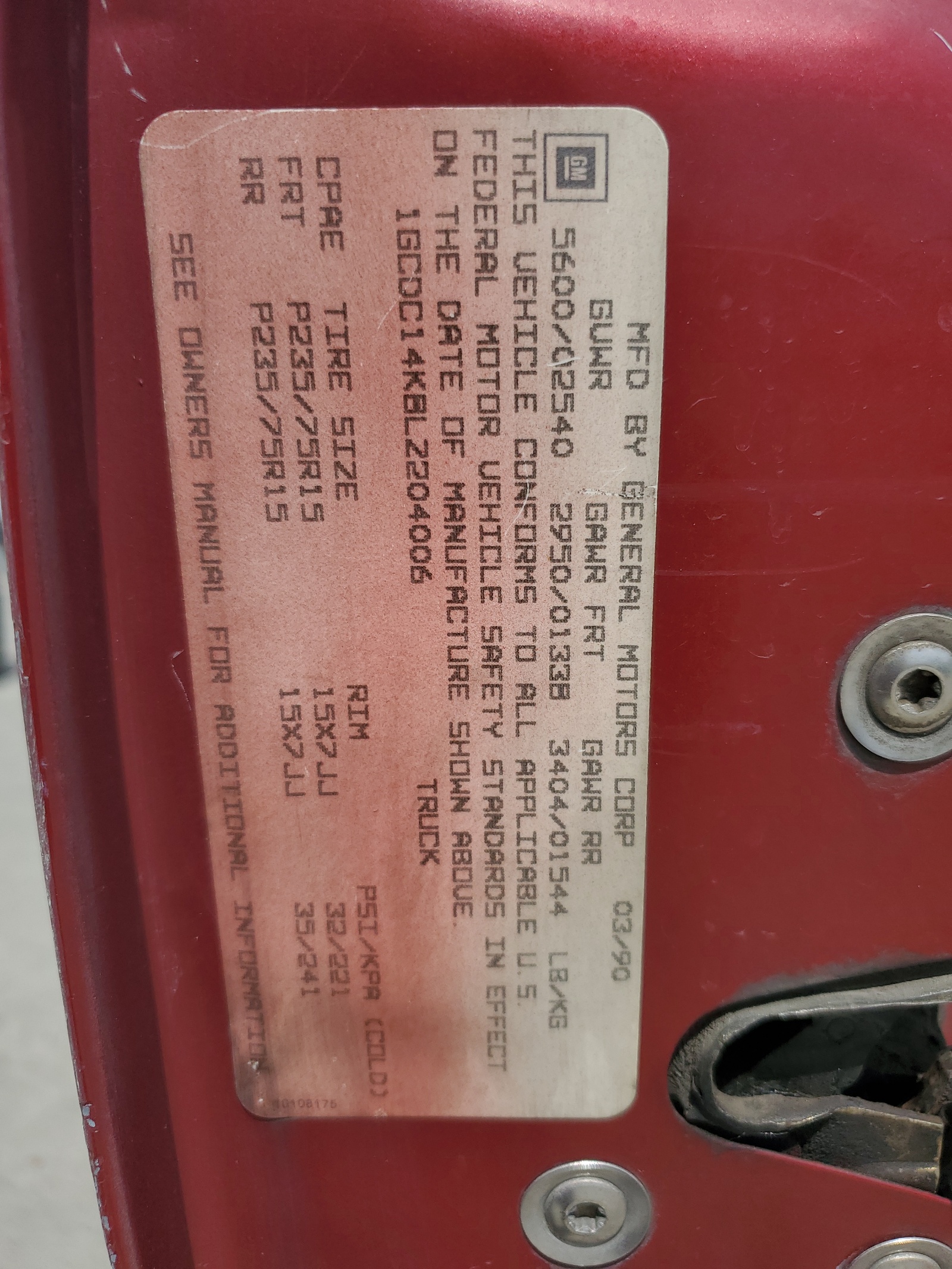 1GCDC14K8LZ204006 1990 Chevrolet Gmt-400 C1500