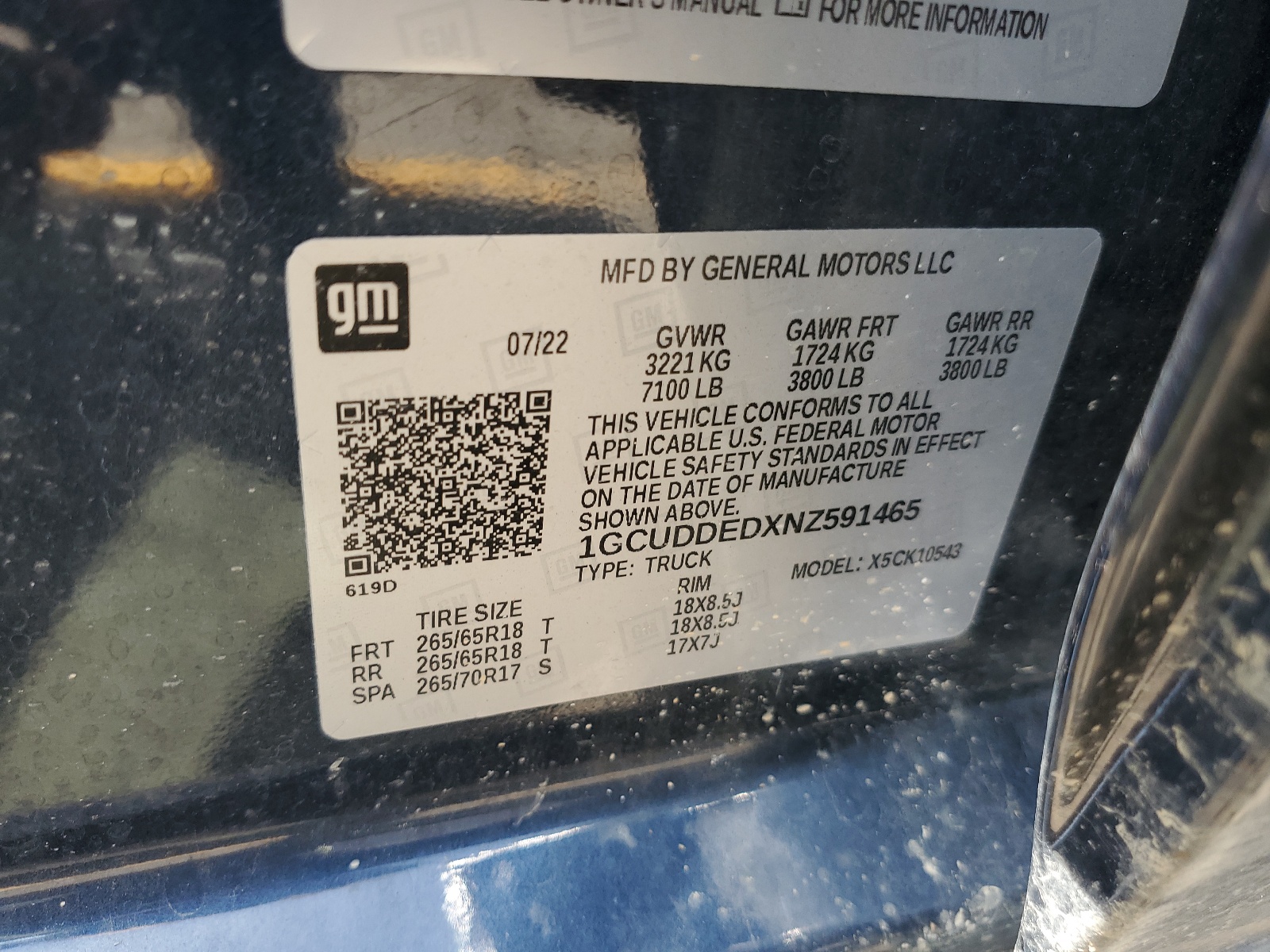 1GCUDDEDXNZ591465 2022 Chevrolet Silverado K1500 Lt