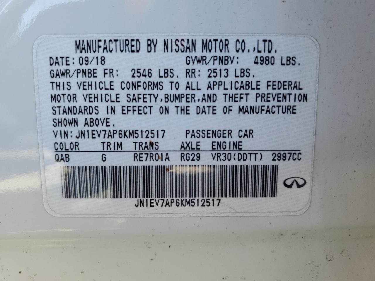 JN1EV7AP6KM512517 2019 Infiniti Q50 Luxe