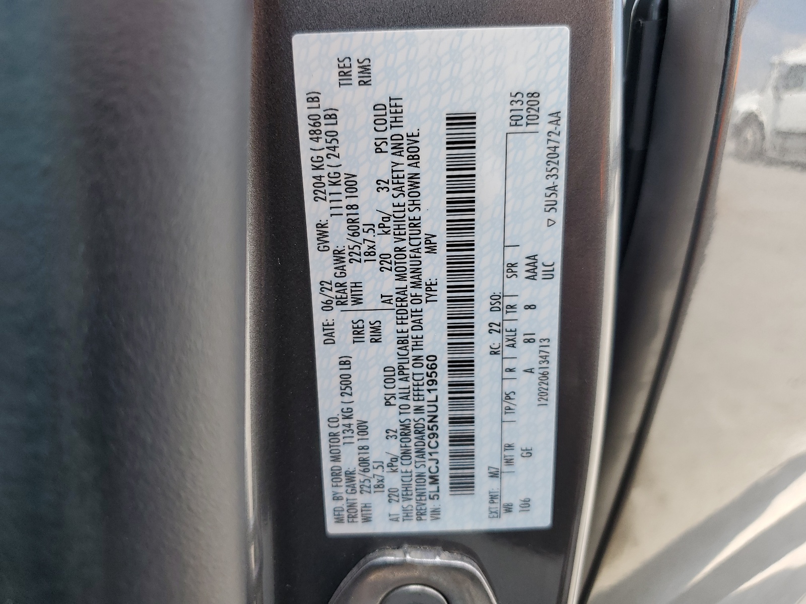 5LMCJ1C95NUL19560 2022 Lincoln Corsair