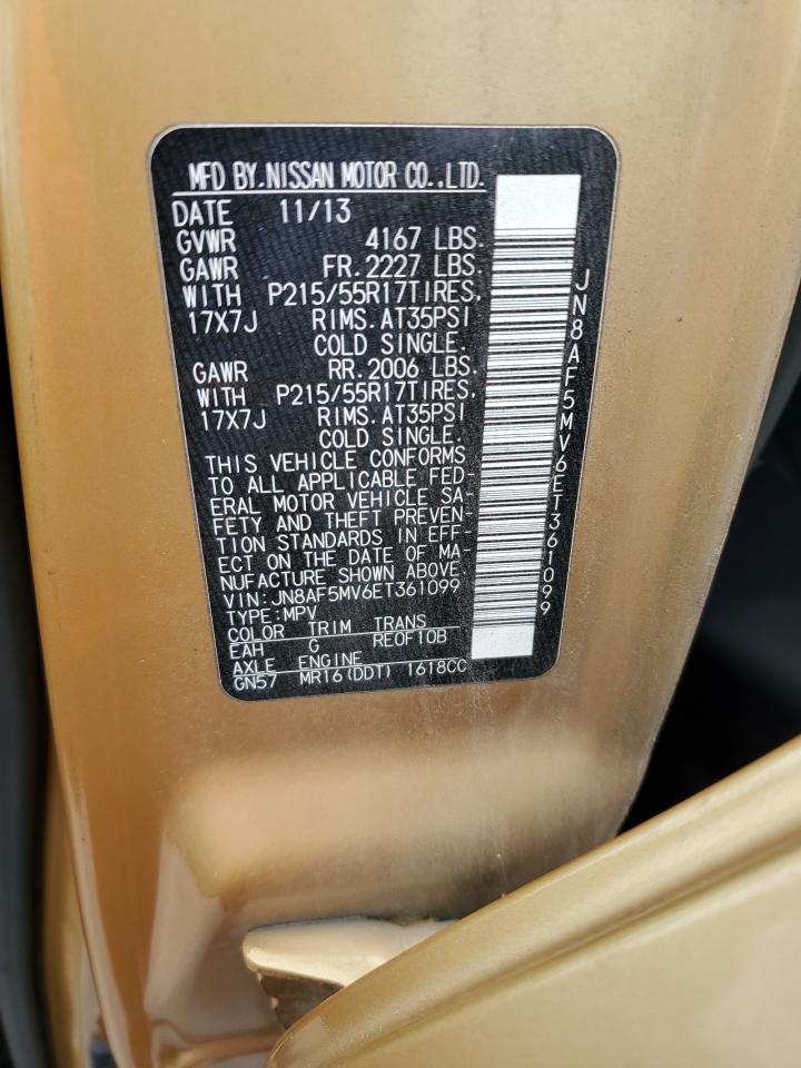 2014 Nissan Juke S VIN: JN8AF5MV6ET361099 Lot: 57481124