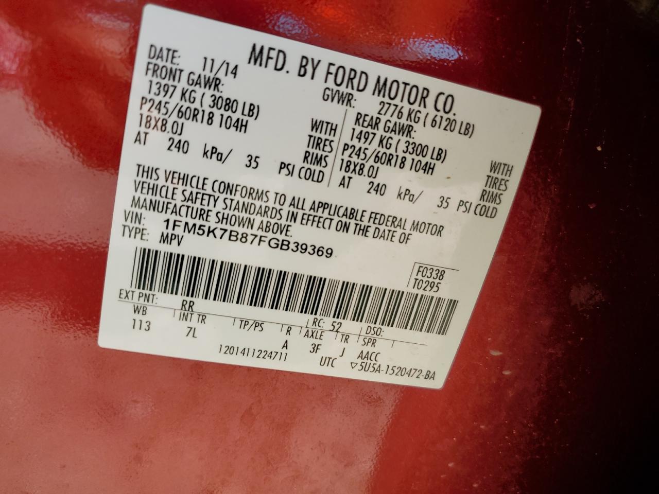 2016 Ford Explorer VIN: 1FM5K7B87FGB39369 Lot: 58428914