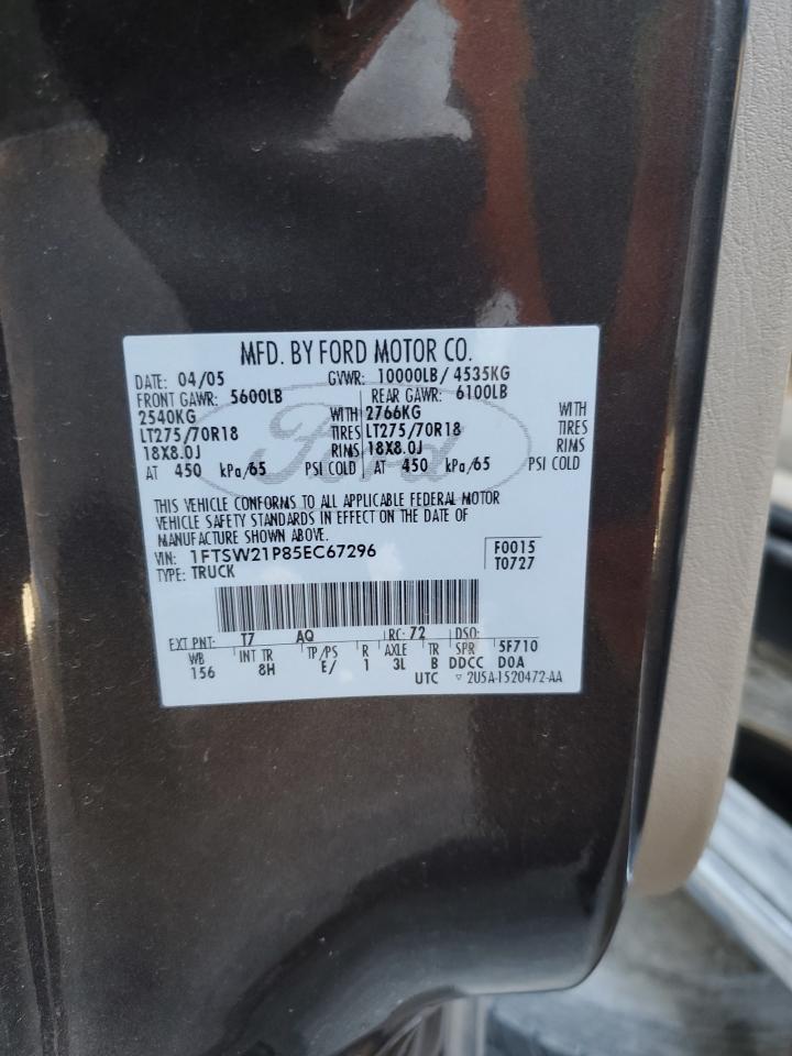 2005 Ford F250 Super Duty VIN: 1FTSW21P85EC67296 Lot: 60791404