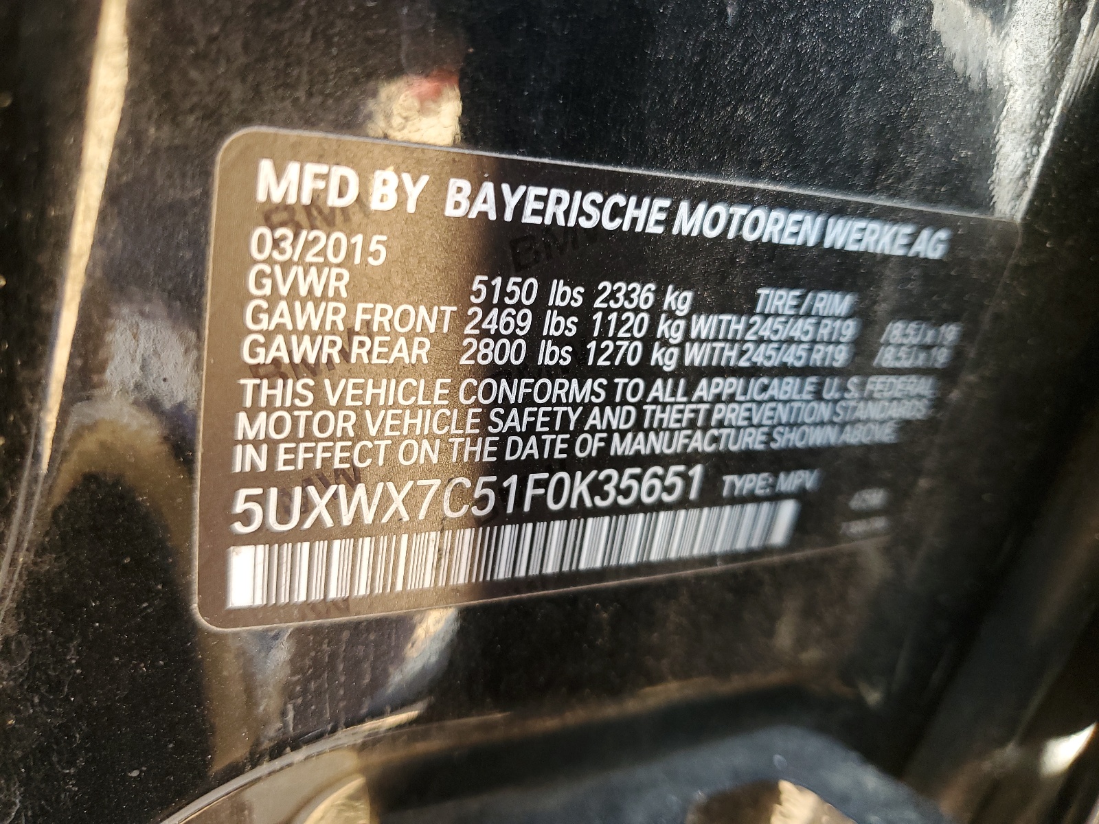 5UXWX7C51F0K35651 2015 BMW X3 xDrive35I