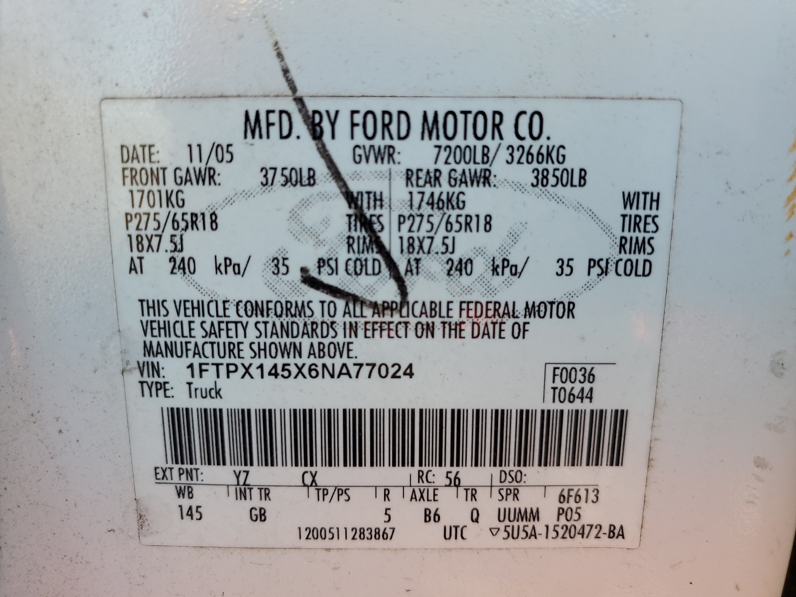 1FTPX145X6NA77024 2006 Ford F150