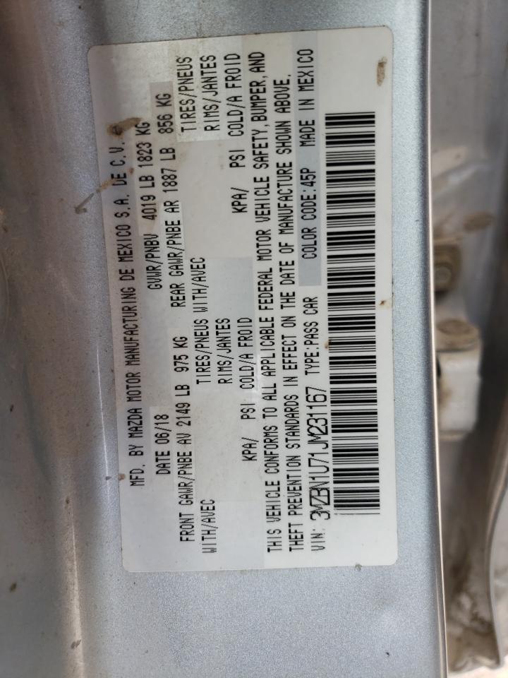 2018 Mazda 3 Sport VIN: 3MZBN1U71JM231167 Lot: 58729044