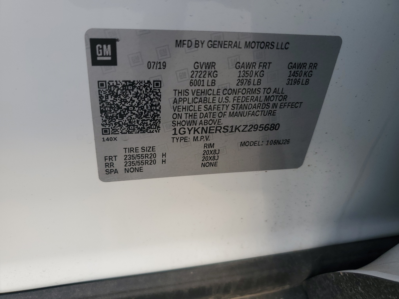 1GYKNERS1KZ295680 2019 Cadillac Xt5 Premium Luxury