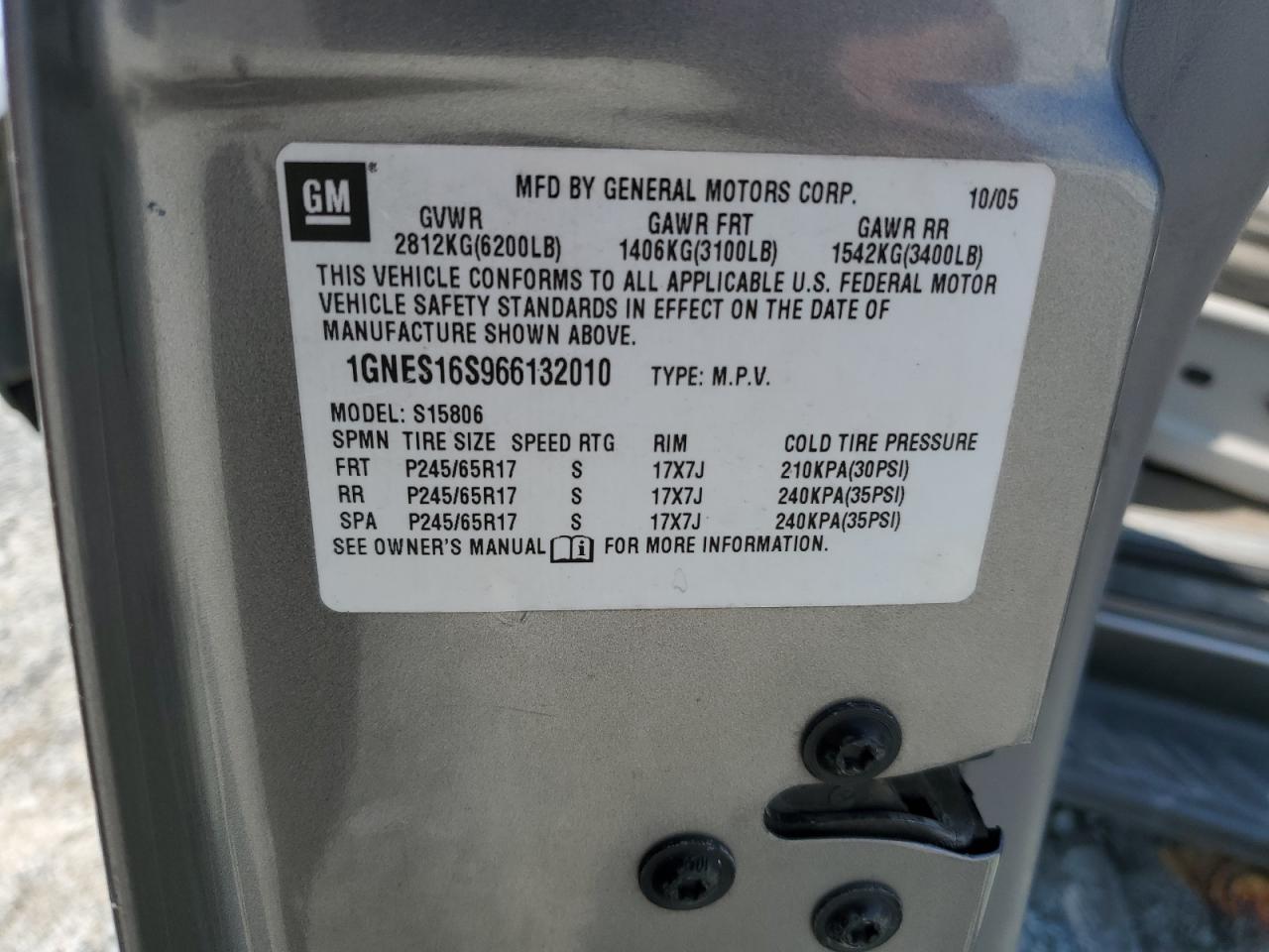 2006 Chevrolet Trailblazer Ext Ls VIN: 1GNES16S966132010 Lot: 60977624