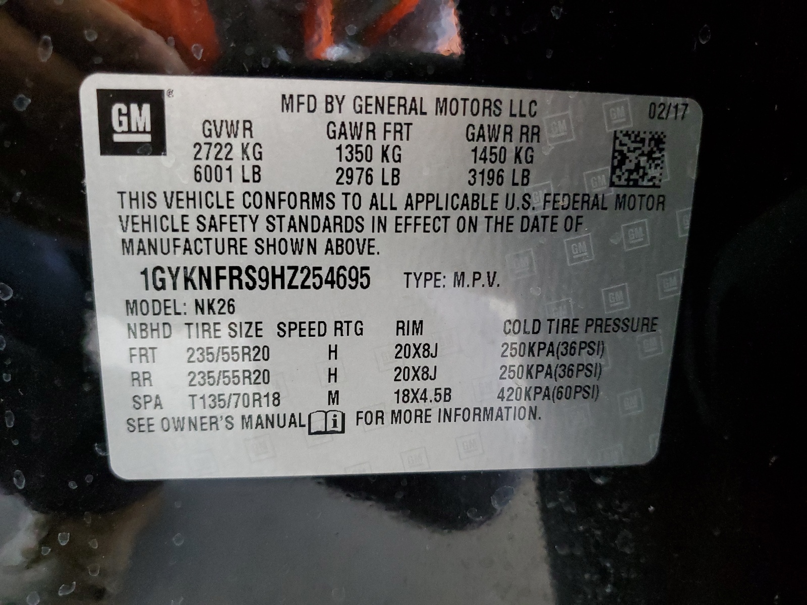 1GYKNFRS9HZ254695 2017 Cadillac Xt5 Platinum