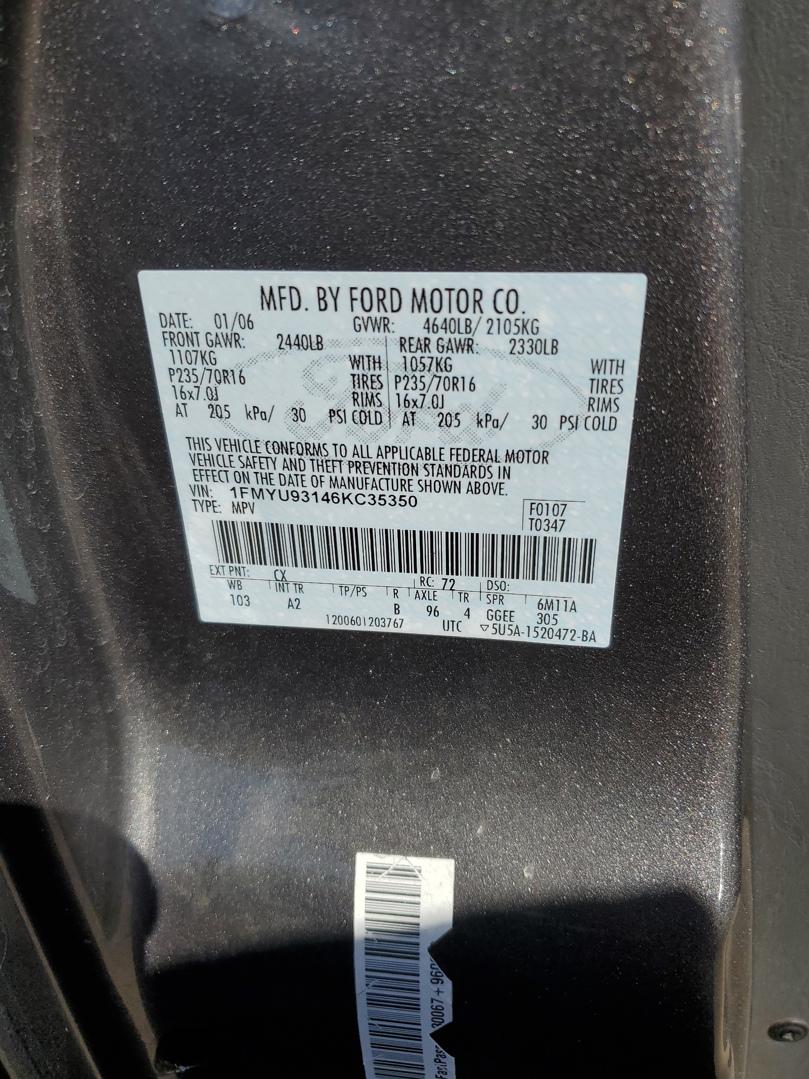 1FMYU93146KC35350 2006 Ford Escape Xlt