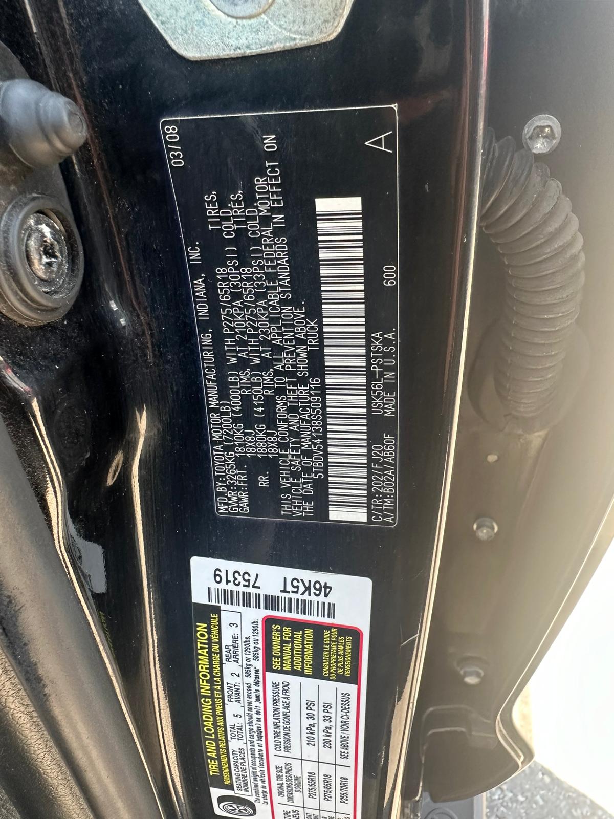 5TBDV54138S509116 2008 Toyota Tundra Crewmax