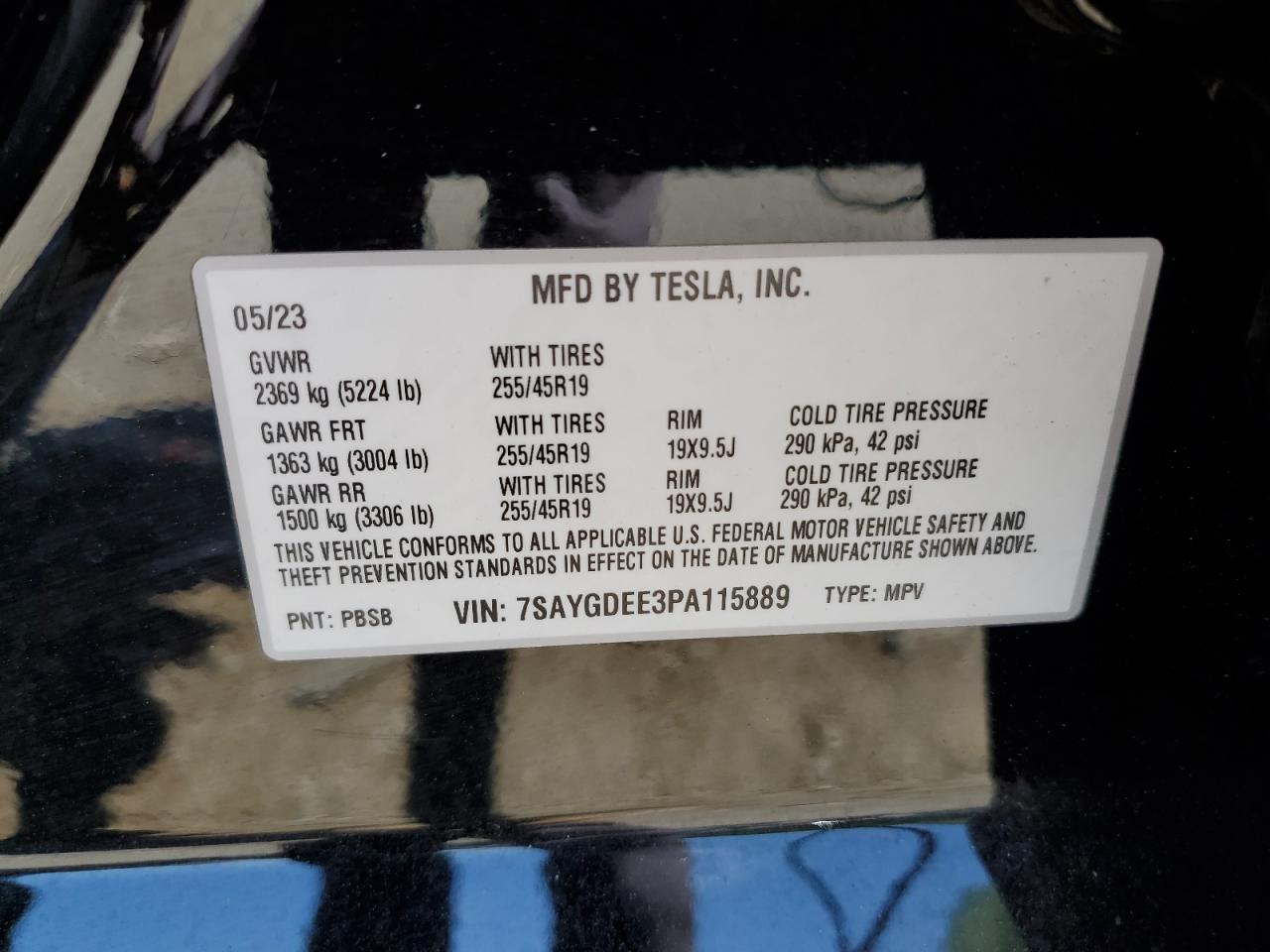 7SAYGDEE3PA115889 2023 Tesla Model Y