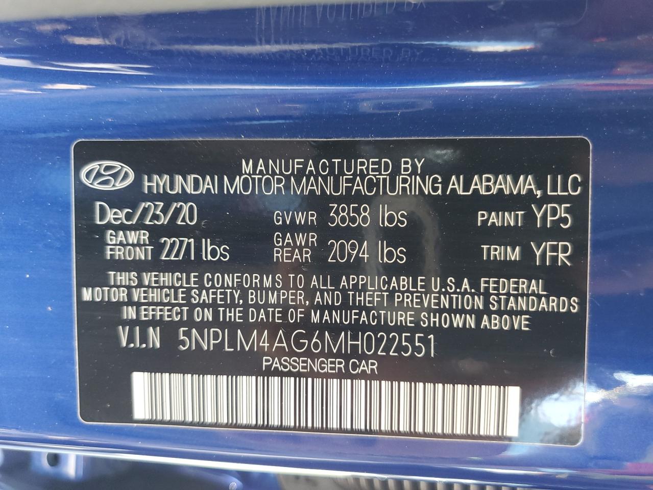 5NPLM4AG6MH022551 2021 Hyundai Elantra Sel