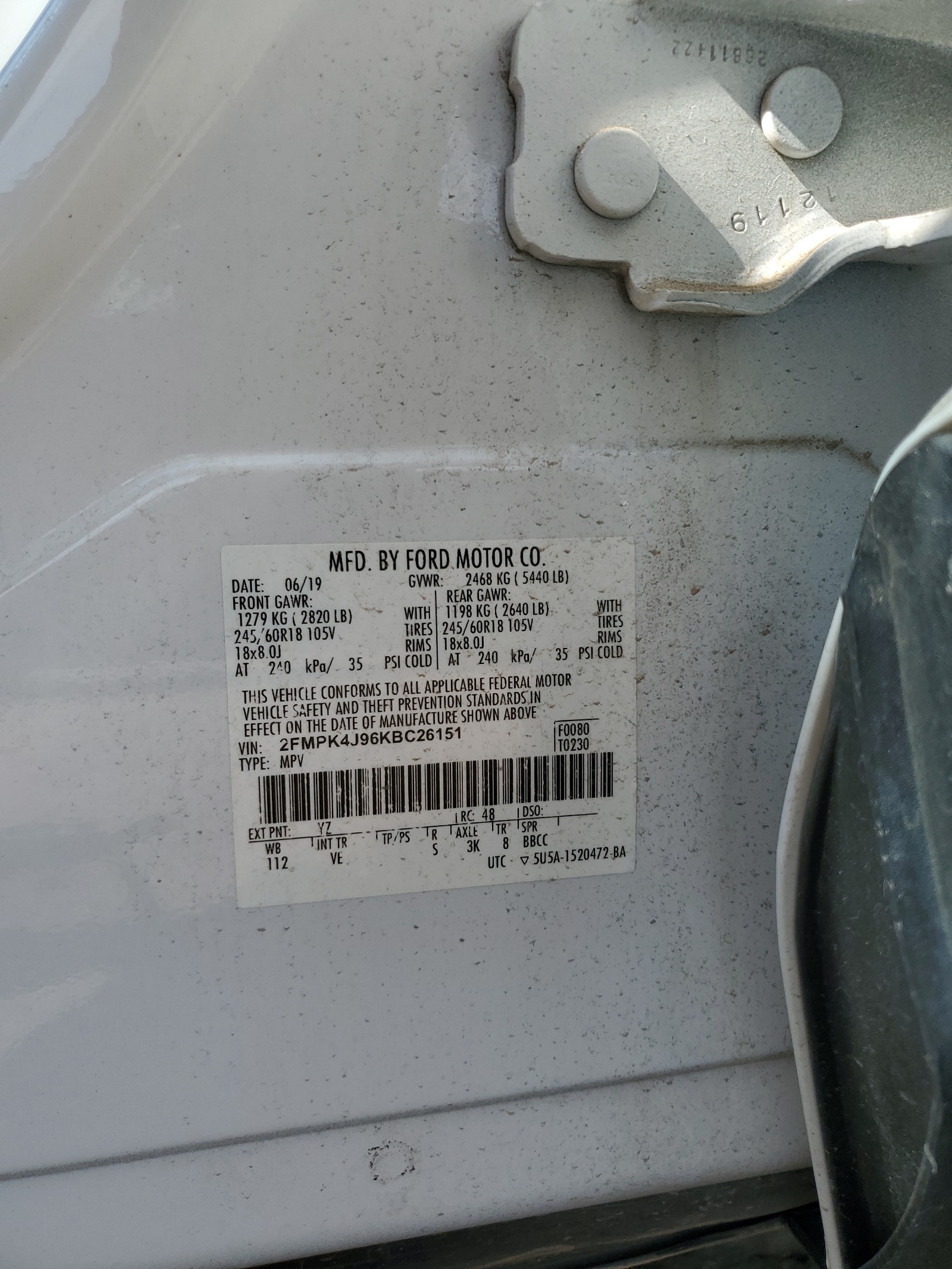 2FMPK4J96KBC26151 2019 Ford Edge Sel