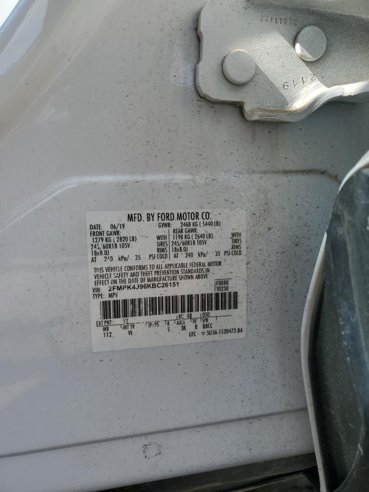 2019 Ford Edge Sel VIN: 2FMPK4J96KBC26151 Lot: 59148524