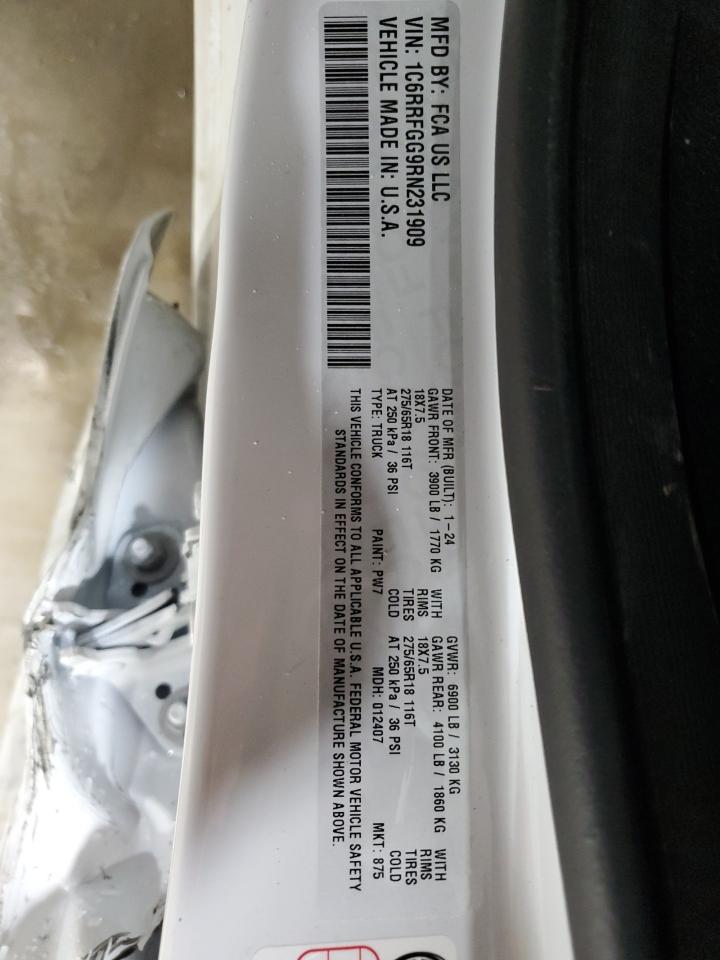 2024 Ram 1500 Tradesman VIN: 1C6RRFGG9RN231909 Lot: 59070614