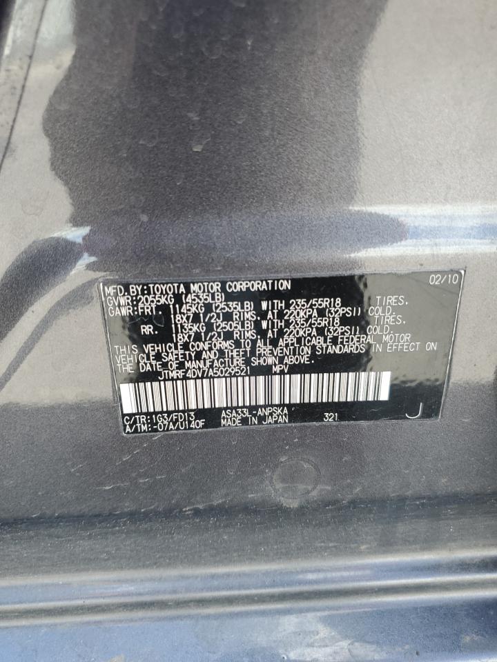 2010 Toyota Rav4 Sport VIN: JTMRF4DV7A5029521 Lot: 58410884