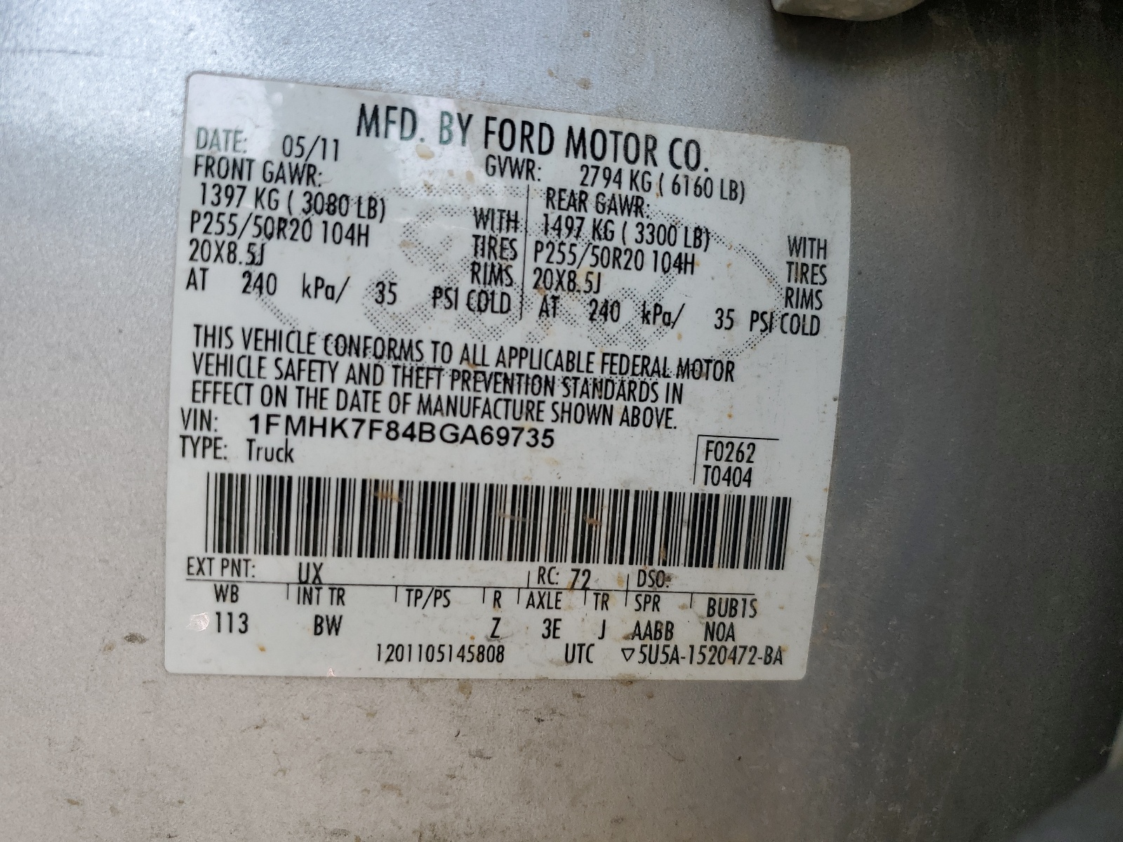 1FMHK7F84BGA69735 2011 Ford Explorer Limited