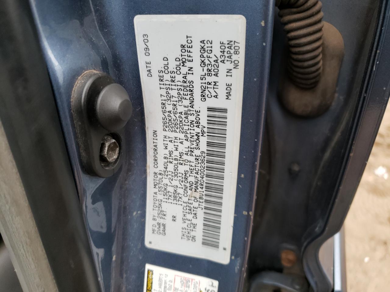 2004 Toyota 4Runner Sr5 VIN: JTEBU14R040023629 Lot: 60097774