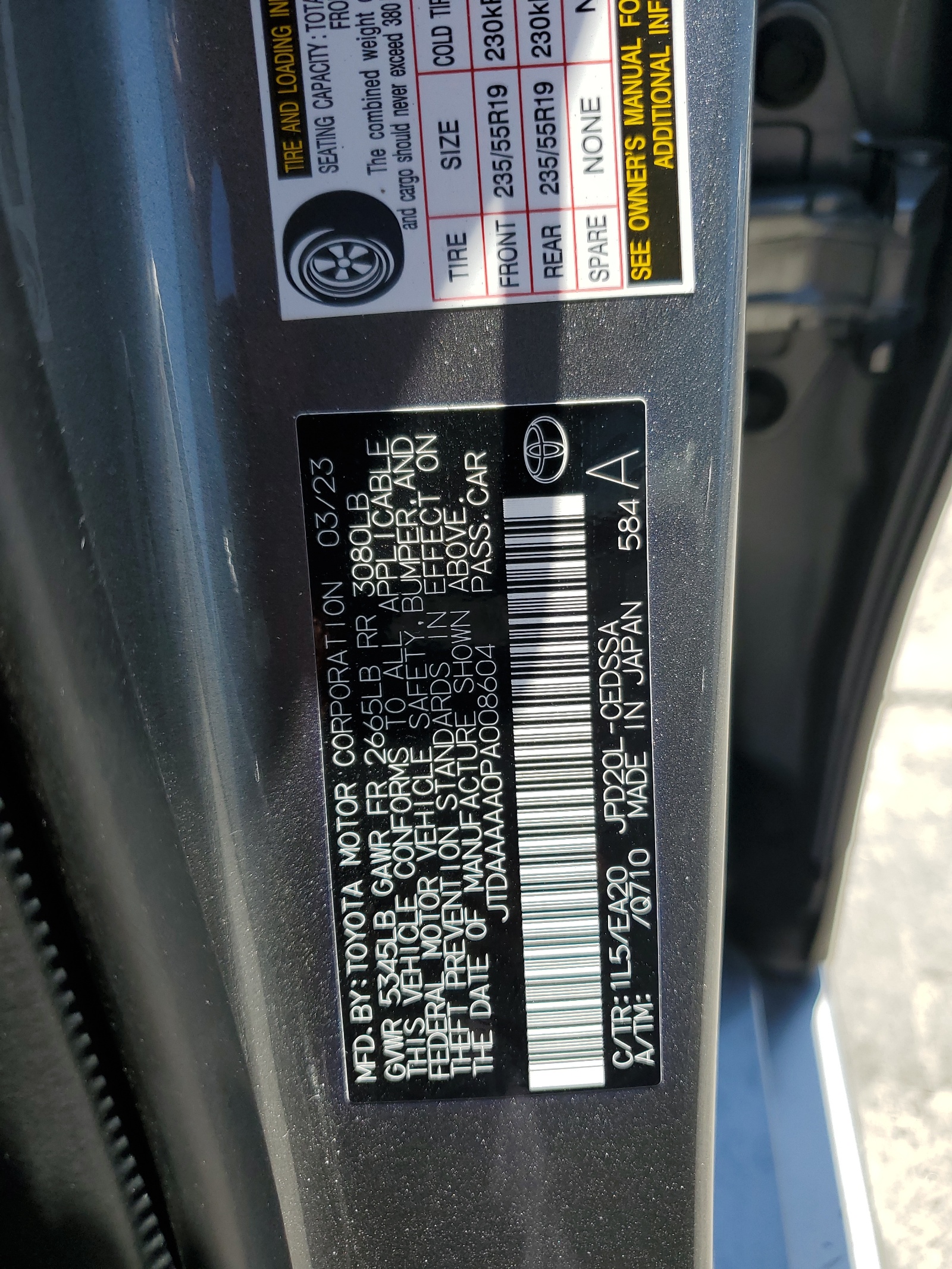 JTDAAAAA0PA008604 2023 Toyota Mirai Xle