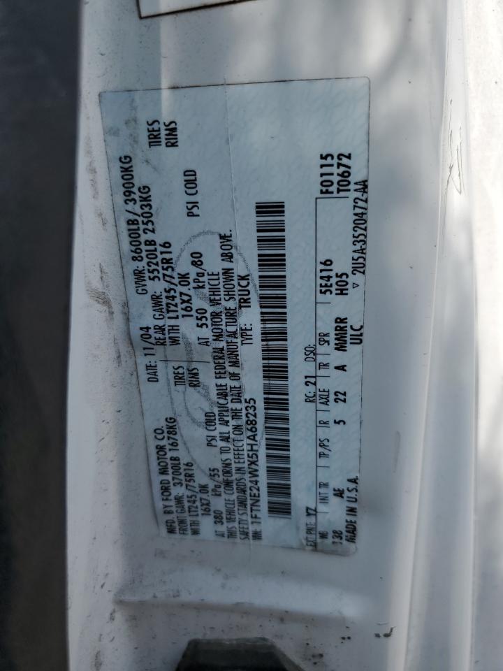 2005 Ford Econoline E250 Van VIN: 1FTNE24WX5HA68235 Lot: 60220574