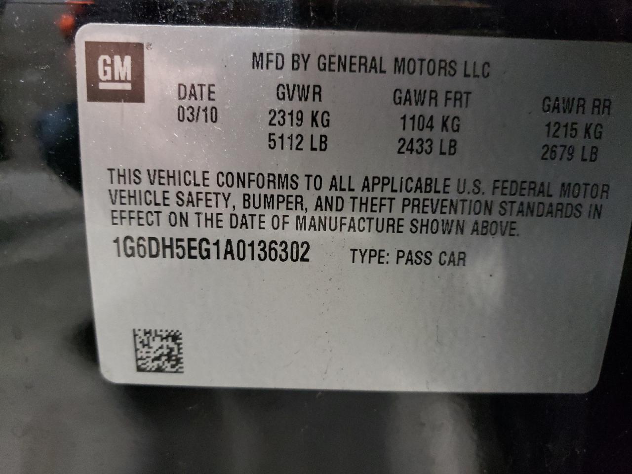 2010 Cadillac Cts Luxury Collection VIN: 1G6DH5EG1A0136302 Lot: 58790714