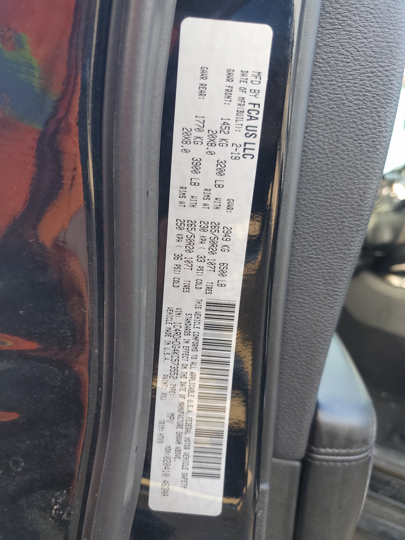 1C4RDHDG4KC573552 2019 Dodge Durango Gt