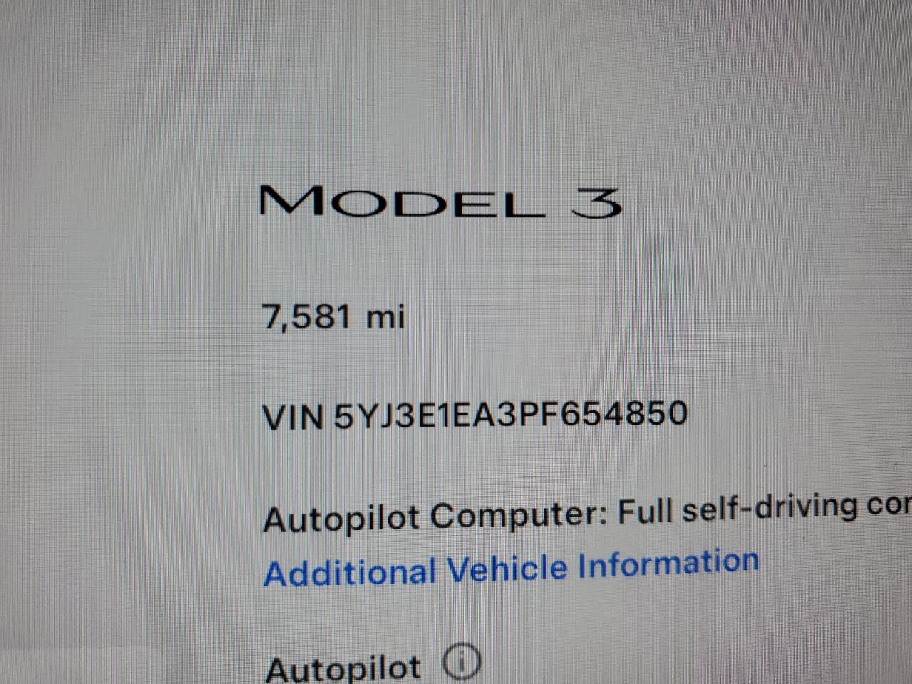 2023 Tesla Model 3 VIN: 5YJ3E1EA3PF654850 Lot: 60065754