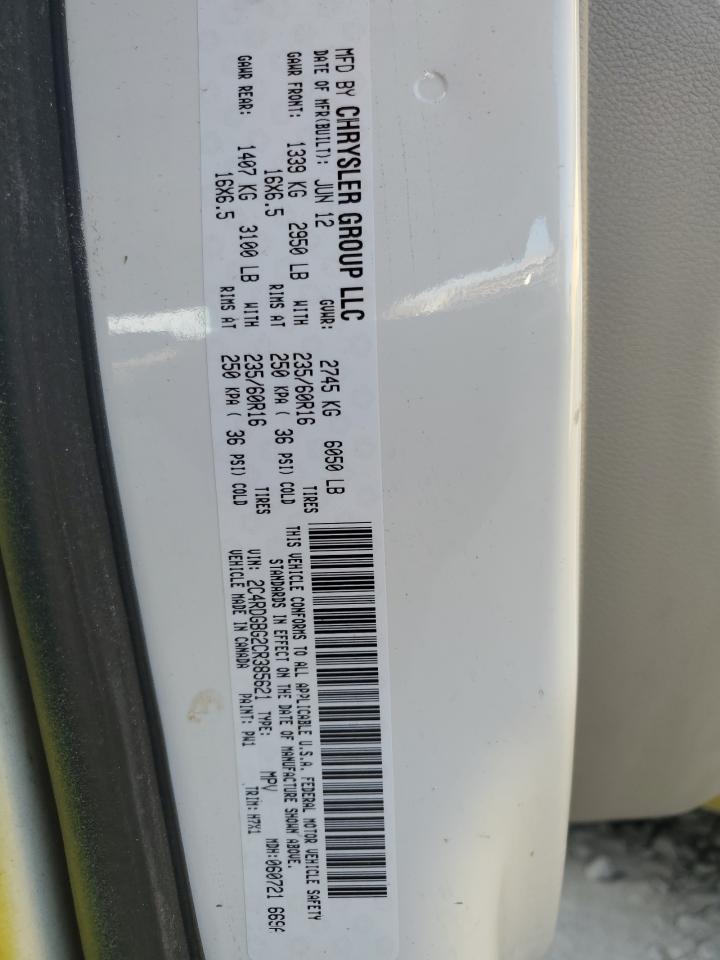 2012 Dodge Grand Caravan Se VIN: 2C4RDGBG2CR385621 Lot: 58972824