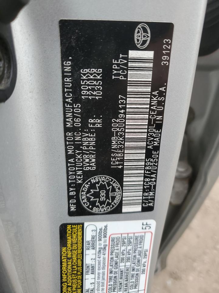 2005 Toyota Camry Le VIN: 4T1BE32K35U094137 Lot: 58975774