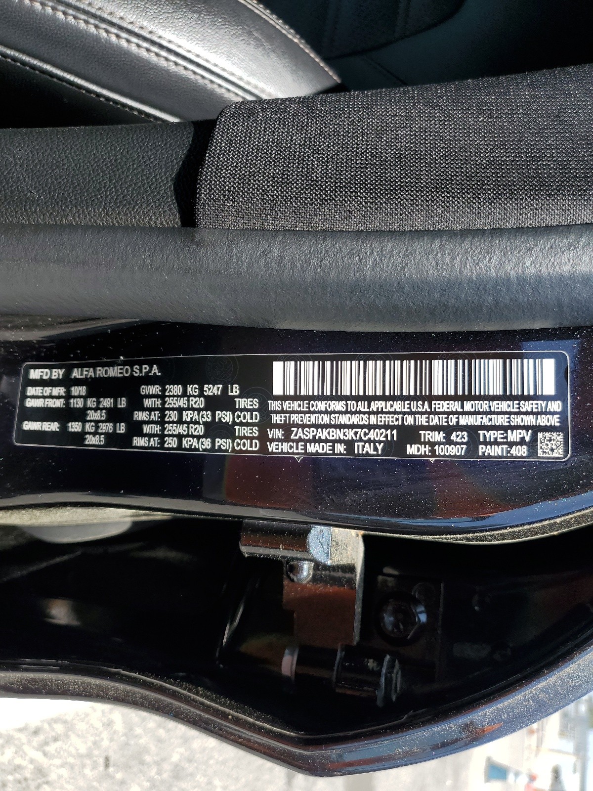 ZASPAKBN3K7C40211 2019 Alfa Romeo Stelvio Ti