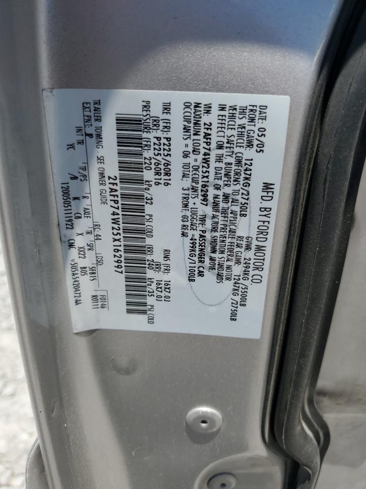 2005 Ford Crown Victoria Lx VIN: 2FAFP74W25X162997 Lot: 59170884