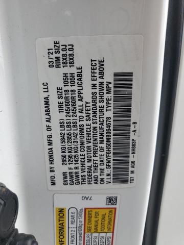 5FNYF6H50MB064678 | 2021 Honda pilot exl