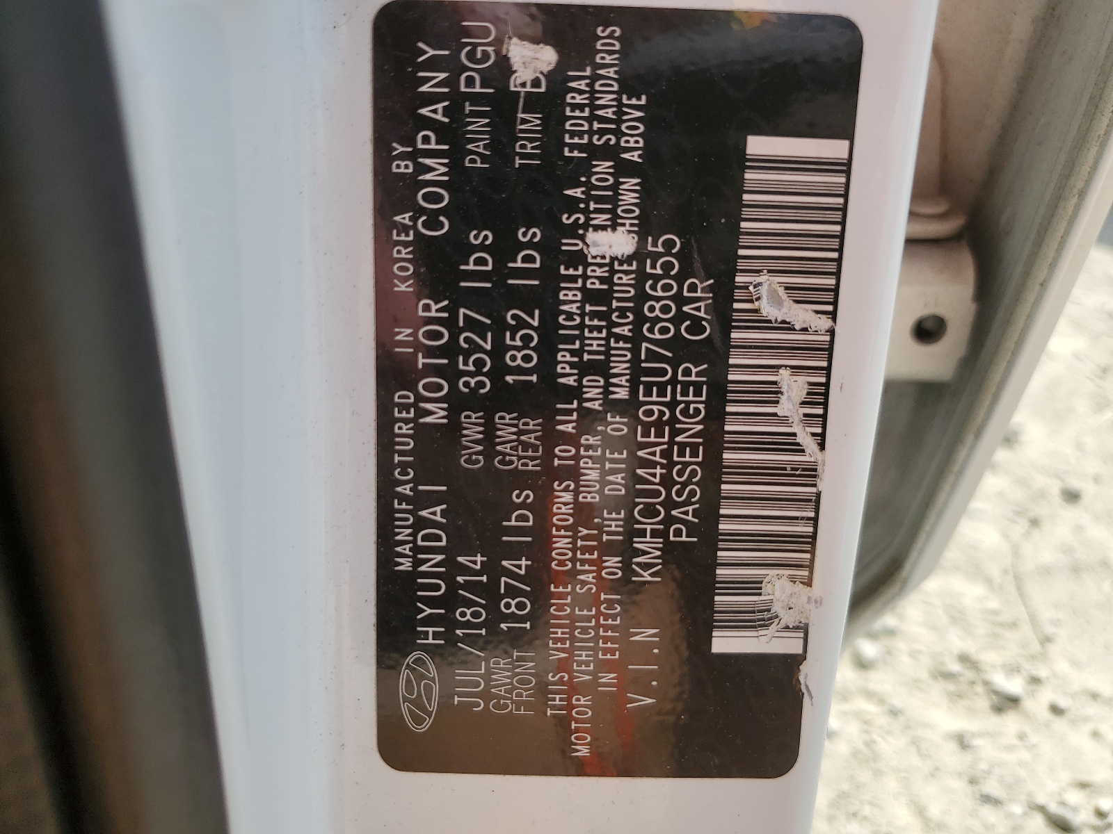 KMHCU4AE9EU768655 2014 Hyundai Accent Gls