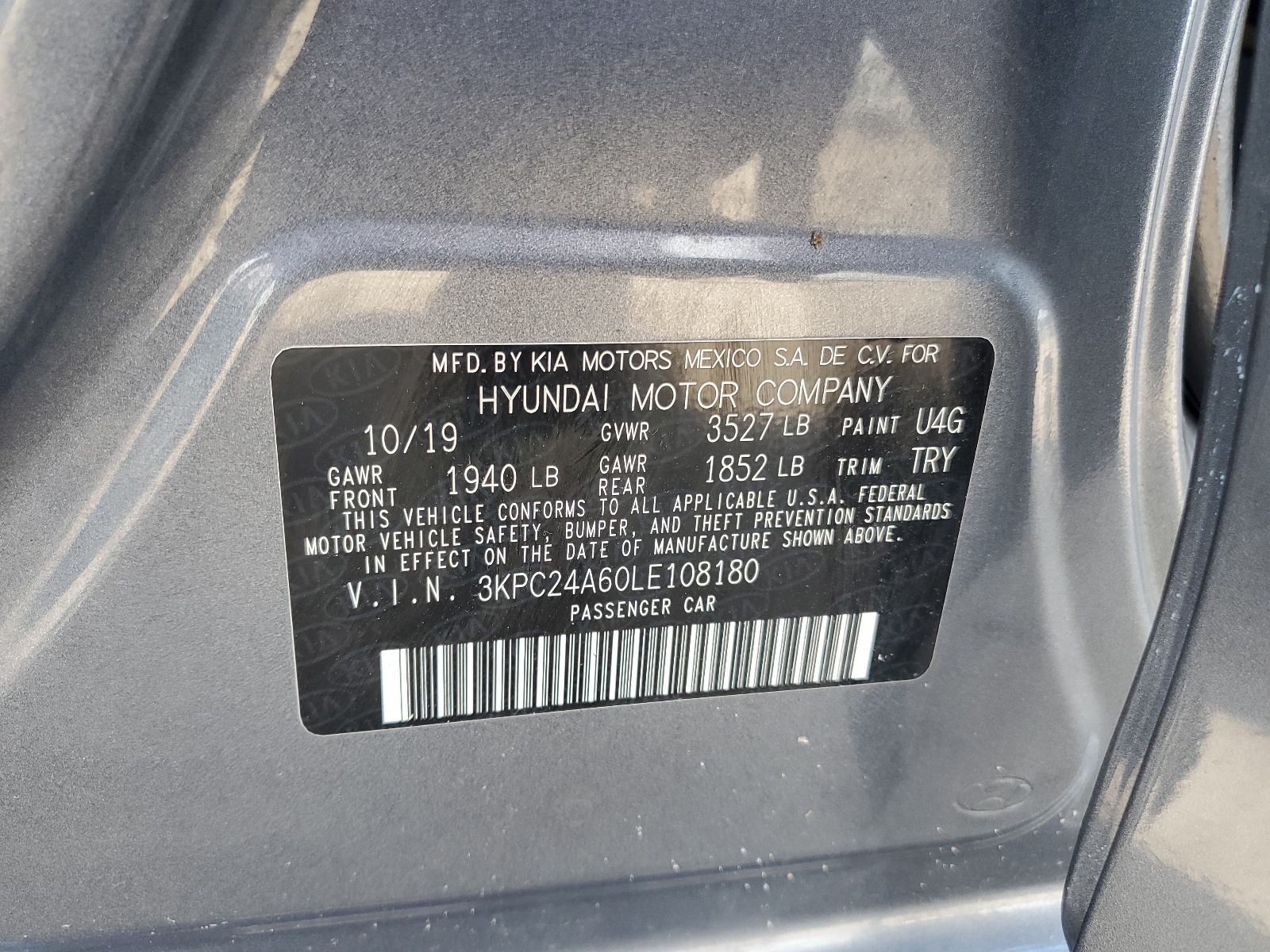 3KPC24A60LE108180 2020 Hyundai Accent Se