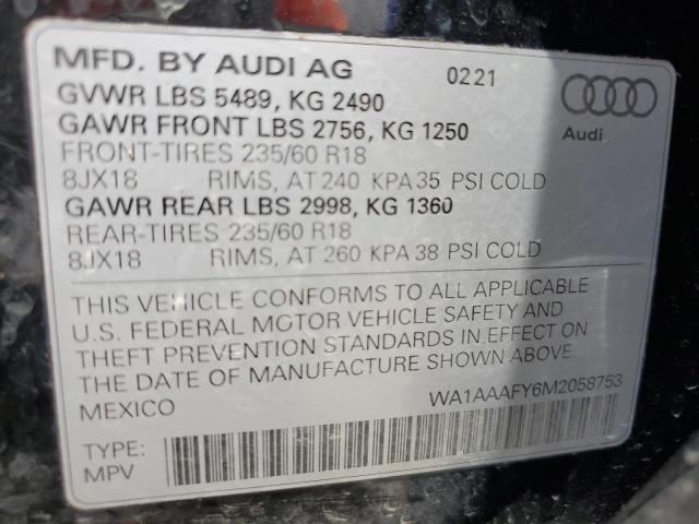 WA1AAAFY6M2058753 | 2021 Audi q5 premium