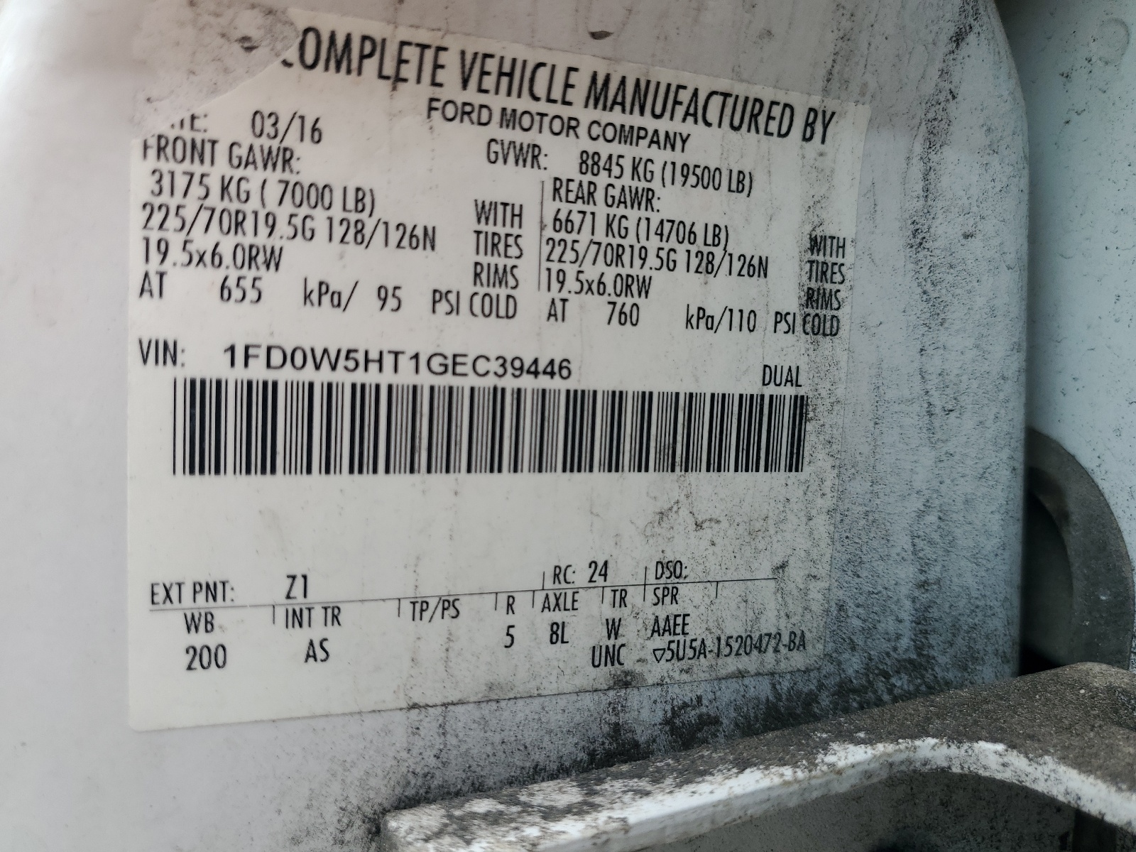 1FD0W5HT1GEC39446 2016 Ford F550 Super Duty